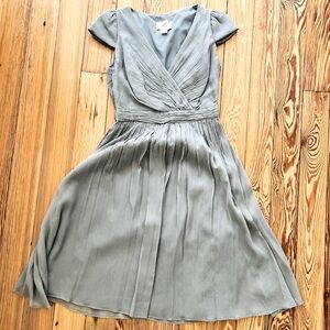 J. Crew Silk Cap Sleeve Grey Gray Occasion Dress Cap Sleeve 0